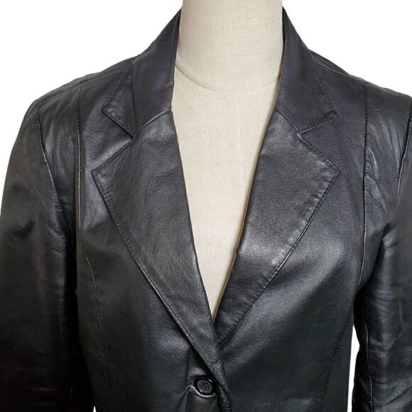 Black Leather Jacket Blazer  - Picture 2 of 6